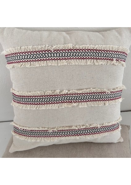 Mini Çift Püsküllü Keten Krem Kırlent Kırlent Kılıfı 43 x 43 cm fırsatları