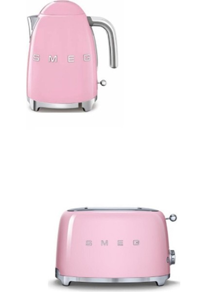 Smeg Pembe Kettle ve 2x1 Ekmek Kızartma Makinesi SETI-KLF03-TSF01PKEU