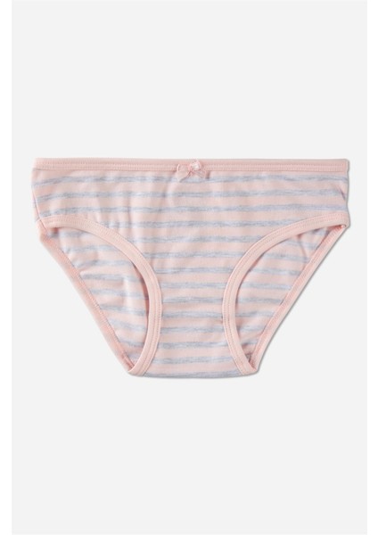 Kız Çocuk Pamuklu Renkli Baskılı Fiyonk Detaylı Bikini Külot 3'lü Paket Pembe indirimleri