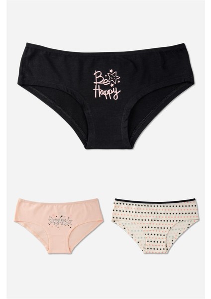 Kız Çocuk Garson Külot 3'lü Paket Renkli