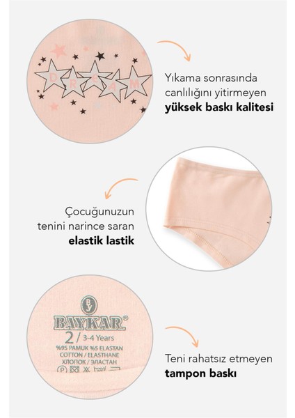 Kız Çocuk Garson Külot 3'lü Paket Renkli fiyatları