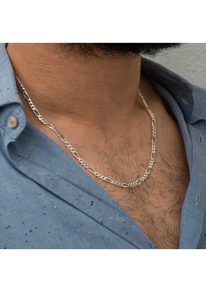 5.65 mm Gümüş Figaro Zincir - 160 Mikron indirimleri