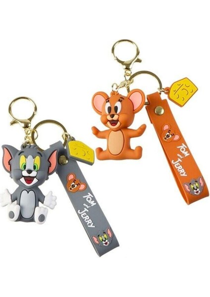 Tom ve Jerry 3D Karakter Ikili Silikon Anahtarlık
