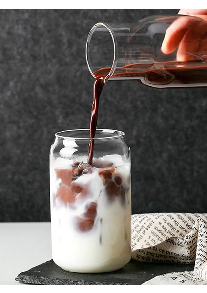 Borosilikat Cam Pipetli Meşrubat Soğuk Kahve Bardağı 420 ml 1 Adet