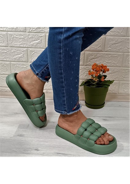 0127 Mint Yeşili Hafif Rahat Günlük Havuz Plaj Kadın Terliği modelleri