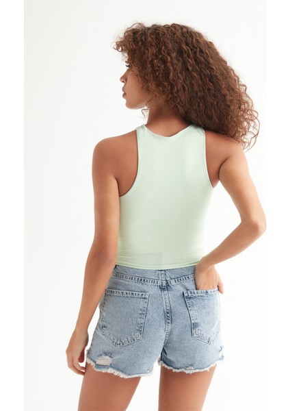 Tactel Bağlamalı Crop Bluz
