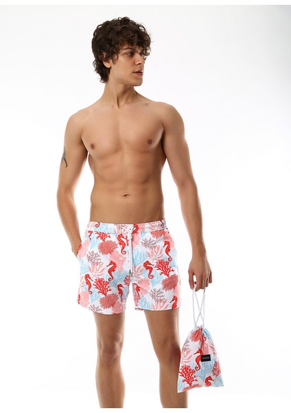 Beyaz Erkek Slim Fit Şort Mayo 1035