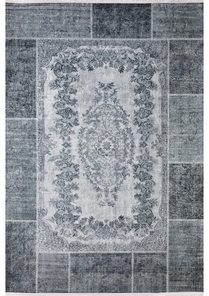 Xinning Gri Patchwork Dijital Baskı Halı