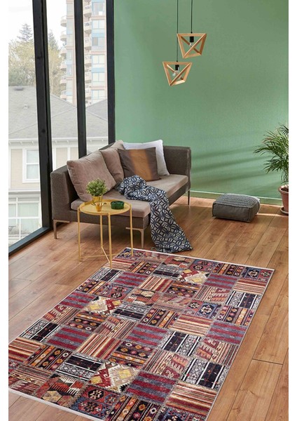 Hangzhou Bordo Patchwork Dijital Baskı Halı
