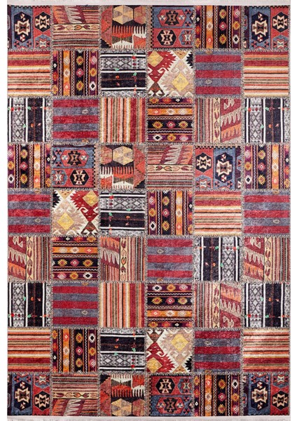 Hangzhou Bordo Patchwork Dijital Baskı Halı