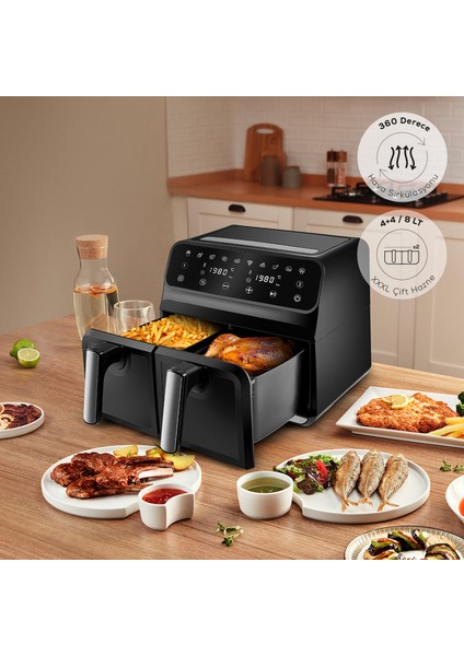 Multifry Xxxl 4+4 Litre Dijital Twin Iki Hazneli Airfryer