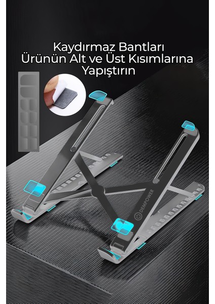 Ayarlanabilir Ayaklı Laptop + Telefon Standı