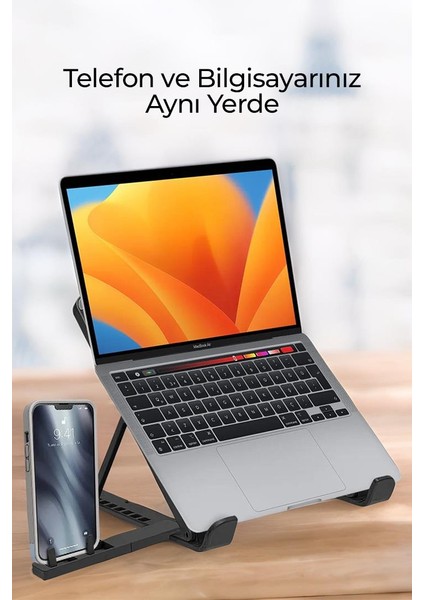 Ayarlanabilir Ayaklı Laptop + Telefon Standı