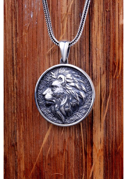 Kabartma Aslan Model 925 Ayar Gümüş Kolye - Silver modelleri