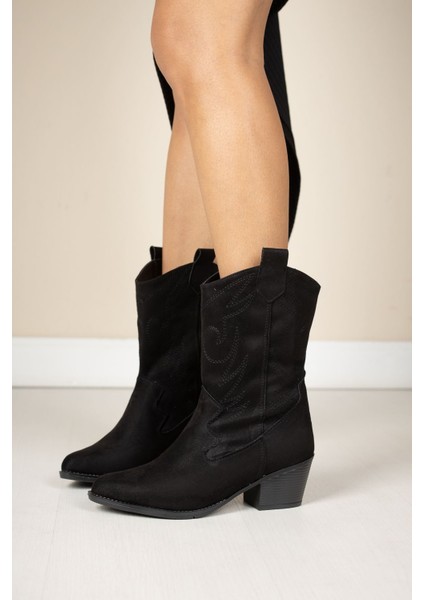 Siyah Süet Kovboy Çizme fiyatları