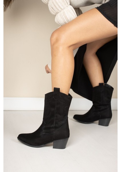 Siyah Süet Kovboy Çizme modelleri