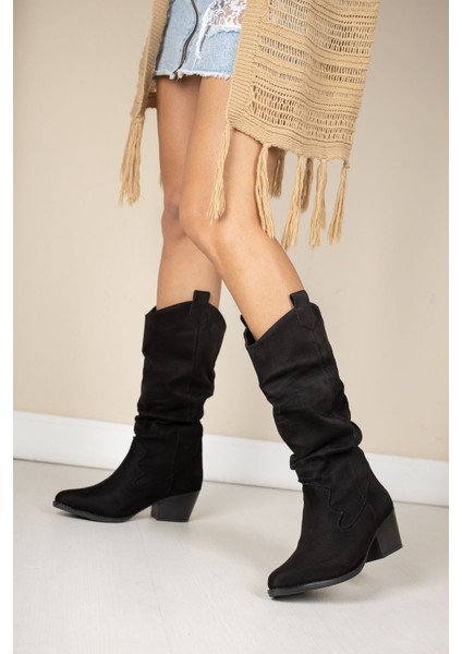 Siyah Süet Kovboy Çizme modelleri