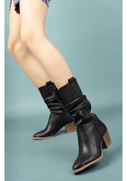 Siyah Cilt Kovboy Çizme