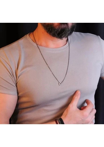 925 Ayar Gümüş Kare Erkek Kolye Silver fırsatları