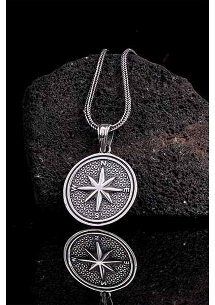 Pusula Model 925 Ayar Gümüş Kolye - Silver