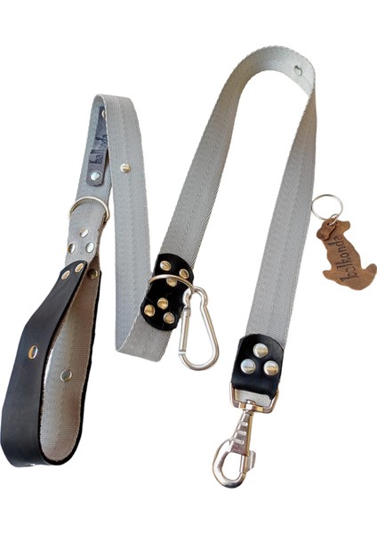 Köpek gezdirme tasması hakiki deri füme kolon yumuşak sık dokuma kalın metal kancalı genişlik:3cm uzunluk:120cm dog leash B5-3