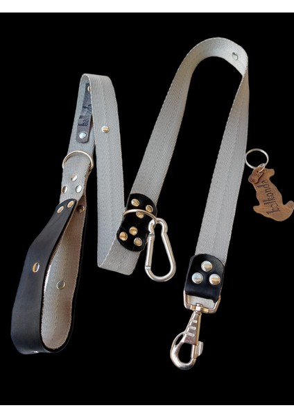 Köpek gezdirme tasması hakiki deri füme kolon yumuşak sık dokuma kalın metal kancalı genişlik:3cm uzunluk:120cm dog leash B5-3