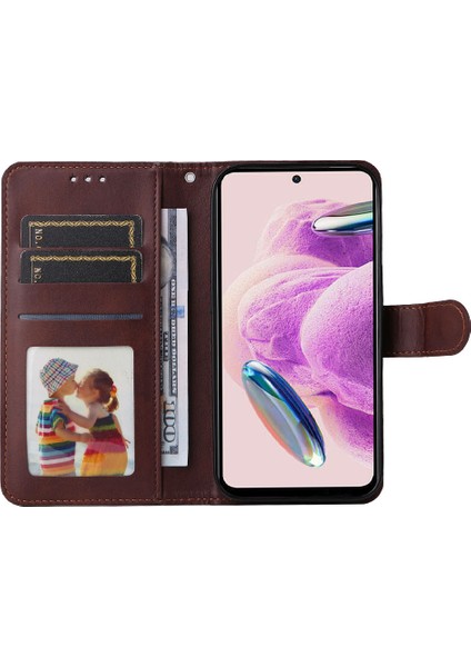 Xiaomi Redmi Note 12S 4g Anti-Çizelge Pu Deri Deri Cüzdan Kapağı Buzağı Doku Standı Kılıflı Kılıf (Yurt Dışından)