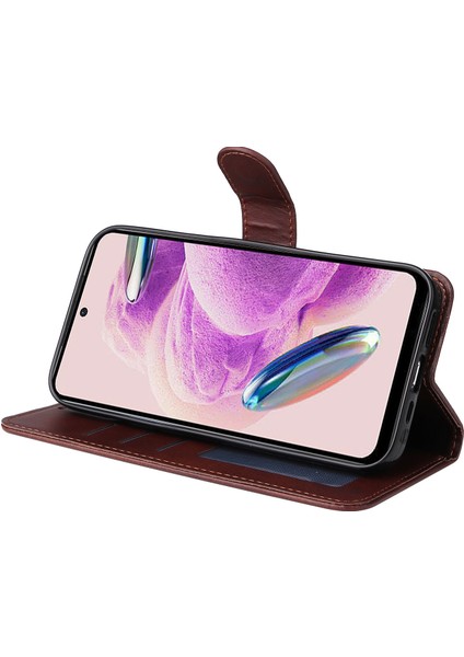 Xiaomi Redmi Note 12S 4g Anti-Çizelge Pu Deri Deri Cüzdan Kapağı Buzağı Doku Standı Kılıflı Kılıf (Yurt Dışından)