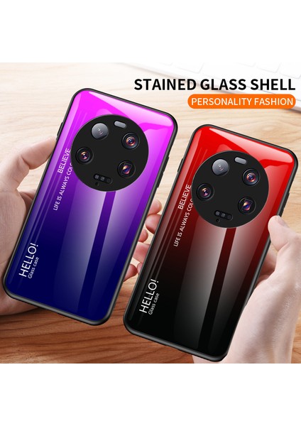 Xiaomi 13 Ultra Gradyan Temsilli Cam Telefon Kılıfı Pc+Tpu Çizgiye Karşı Kapak (Yurt Dışından)