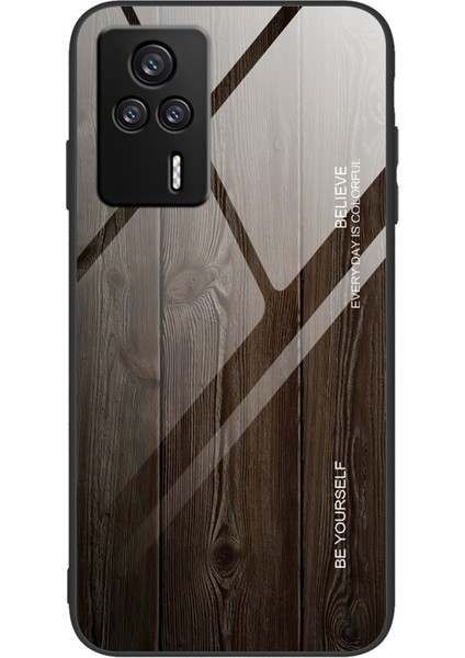 Xiaomi Redmi K60E 5g Koruyucu Telefon Kılıfı Ahşap Desen Temperli Cam + Tpu Telefon Kapağı (Yurt Dışından)