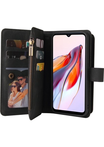 LR Joyful Xiaomi Redmi 12C 4g / 11A 4g Telefon Kılıfı Birden Çok Kart Yuvası Deri Kapak Cüzdan Stand Zipper Cep (Yurt Dışından)