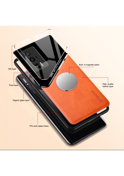 Xiaomi Redmi K60 5g / K60 Pro 5g Deri Kaplamalı Tpu + Pc Kapağı Manyetik Araç Tutucu Telefon Kılıfı (Yurt Dışından) fırsatları