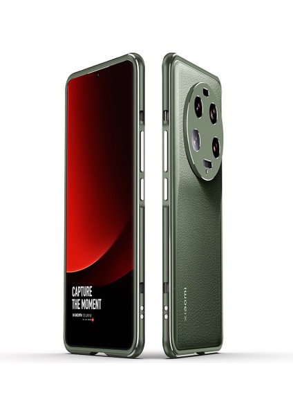 Xiaomi 13 Ultra Anti-Çizelge Anti Tele Kılıfı Pu Deri+Metal Çerçeve Kamera Lens Kapağı ile Ince Kabuk (Yurt Dışından)