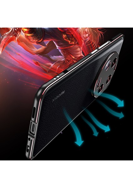 Xiaomi 13 Ultra Anti-Çizelge Anti Tele Kılıfı Pu Deri+Metal Çerçeve Kamera Lens Kapağı ile Ince Kabuk (Yurt Dışından) modelleri