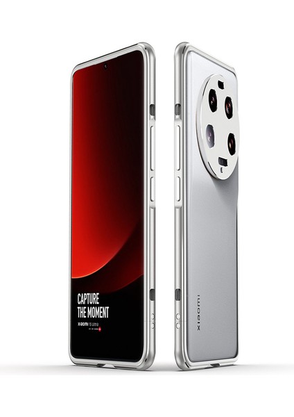 Xiaomi 13 Ultra Anti-Çizelge Anti Tele Kılıfı Pu Deri+Metal Çerçeve Kamera Lens Kapağı ile Ince Kabuk (Yurt Dışından)