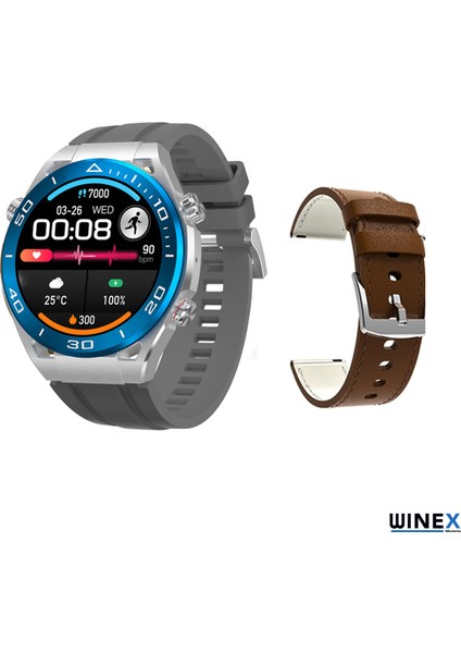 Winex 2024 Watch SK4 Ultimate Android İOs HarmonyOs Uyumlu Akıllı Saat Gümüş