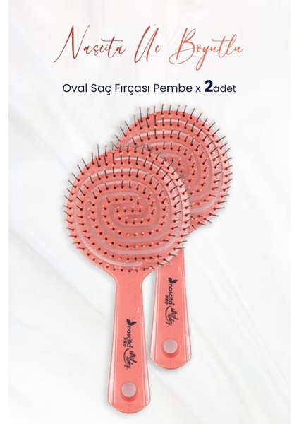 Üç Boyutlu Oval Saç Fırçası Pembe x 2 Adet
