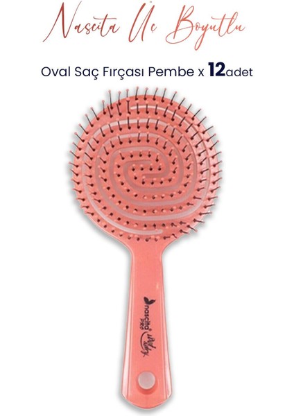 Üç Boyutlu Oval Saç Fırçası Pembe x 12 Adet