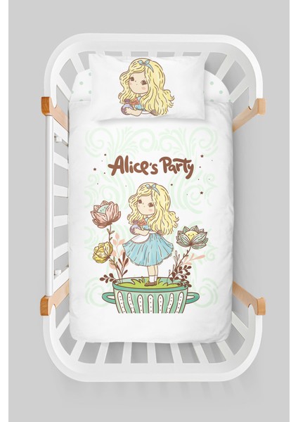 Anne Yanı Beşik Nevresim Takımı (60X100) - Pure Baby Serisi - Alice's Party