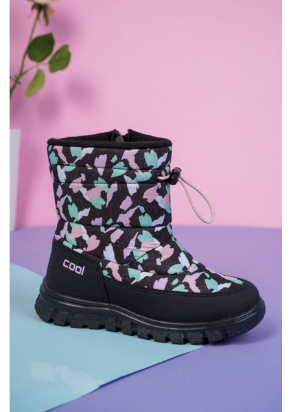 Lastikli Siyah Desenli Çocuk Kar Botu