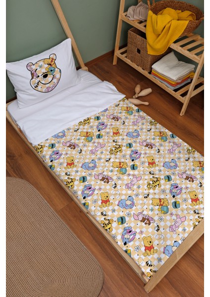 Tuğba Kuğu Organik Montessori Nevresim Takımı (100X200) - Cartoon Serisi -  winnie The Pooh Pattern