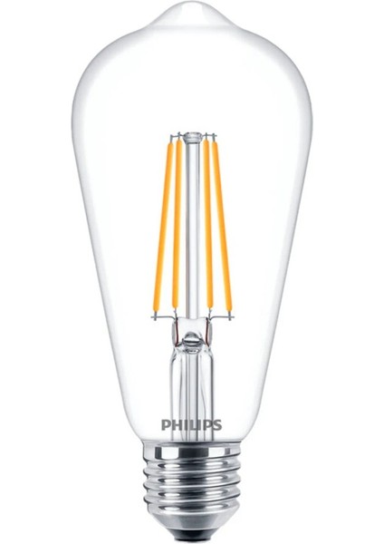 Philps LED Classic 7W/60W ST64 E27 Dim Edilemez 2700K (Sarı) LED Filament Ampul 2 Adet