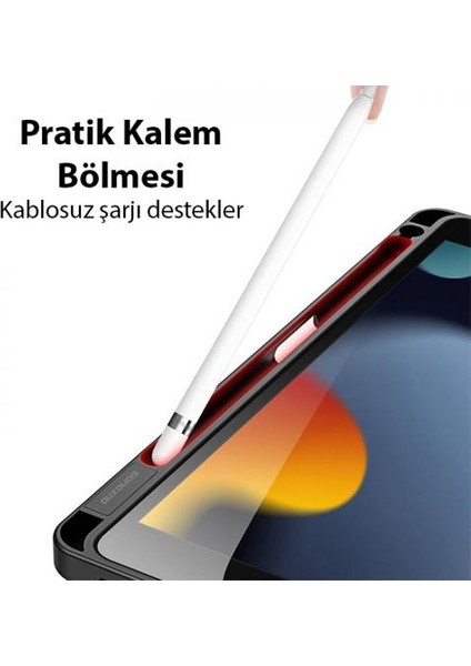 Kalem Yerli Standlı Uyku Modlu Sert Şeffaf Arka Kapak  iPad 10.9 2022 Kılıf Kapaklı Tablet Kılıfı