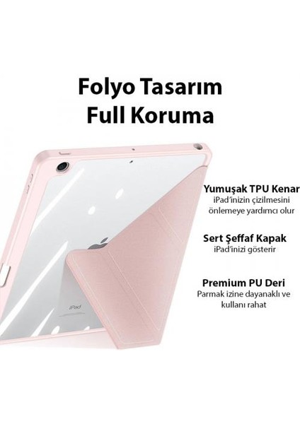 Kalem Yerli Standlı Uyku Modlu Sert Şeffaf Arka Kapak iPad 10.9 2022 Kılıf Kapaklı Tablet Kılıfı indirimleri