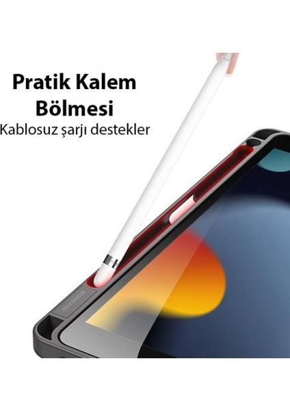 Kalem Yerli Standlı Uyku Modlu Sert Şeffaf Arka Kapak iPad 10.9 2022 Kılıf Kapaklı Tablet Kılıfı