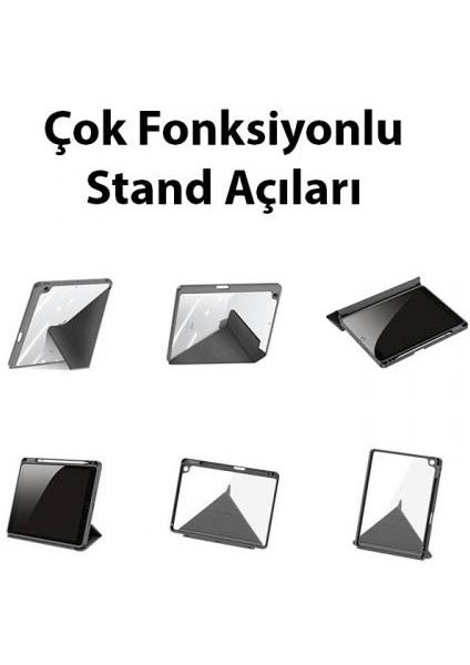 Kalem Yerli Standlı Uyku Modlu Sert Şeffaf Arka Kapak iPad 10.9 2022 Kılıf Kapaklı Tablet Kılıfı