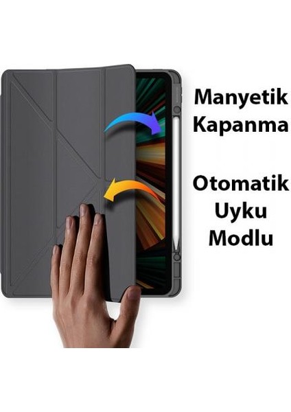 Kalem Yerli Standlı Şeffaf Arka Kapak iPad Pro 11 Kılıf Tablet Kılıfı Manyetik iPad Pro 11 2022-2021-2020-2018