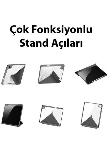 Kalem Yerli Standlı Şeffaf Arka Kapak iPad Pro 11 Kılıf Tablet Kılıfı Manyetik iPad Pro 11 2022-2021-2020-2018