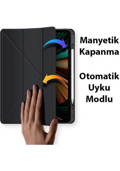 Kalem Yerli Standlı Şeffaf Arka Kapak iPad Pro 12.9 Kılıf Tablet Kılıfı Manyetik iPad Pro 12.9 2022-2021-2020-2018