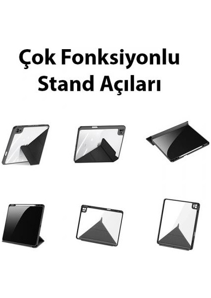 Kalem Yerli Standlı Şeffaf Arka Kapak iPad Pro 12.9 Kılıf Tablet Kılıfı Manyetik iPad Pro 12.9 2022-2021-2020-2018